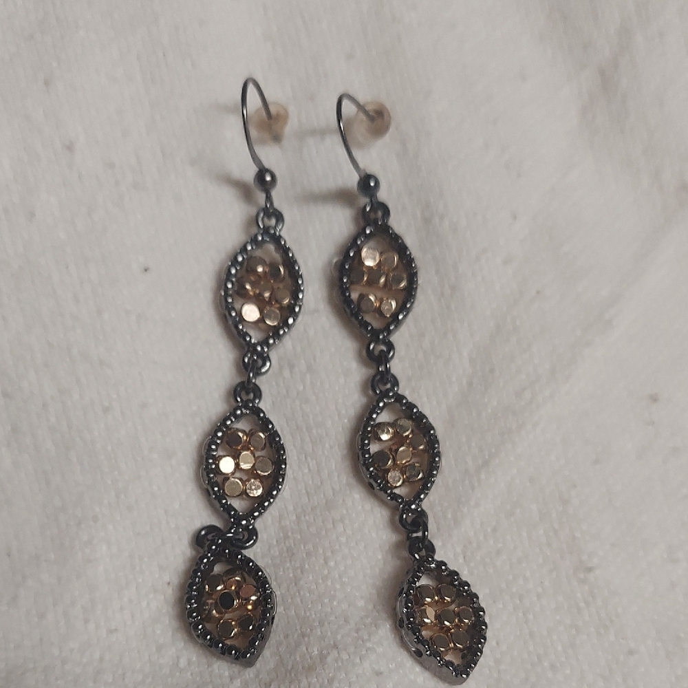 Elegant Gold and Silver Dangle Earrings